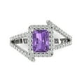thumbnail image 1 of 1.935 ct Emerald Cut Simulated Alexandrite Halo Engagement Ring for Women in 18K White Gold, 1 of 5