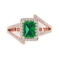 thumbnail image 1 of Clara Pucci 14K Rose Gold Solid Gold Emerald Solitaire with Accents Anniversary Ring for Women - 1.935 cttw Emerald Cut, 1 of 8