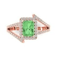 thumbnail image 1 of 1.935 ct Emerald Cut Simulated Green Diamond Solitaire with Simulated Diamond Accents 18K Rose Gold Womens Engagement Ring, 1 of 5