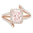 thumbnail image 1 of 1.935 ct Emerald Cut Simulated Pink Diamond Solitaire with Simulated Diamond Accents 18K Rose Gold Womens Engagement Ring, 1 of 3