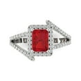thumbnail image 1 of 1.935 ct Emerald Cut Simulated Pink Tourmaline Halo Engagement Ring for Women in 18K White Gold, 1 of 5
