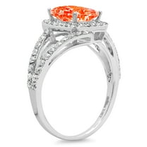 1.935 ct Emerald Cut Simulated Red Diamond Halo Engagement Ring for Women in 18K White Gold