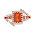 thumbnail image 1 of 1.935 ctw Solitaire with Zirconia Diamond Accents Anniversary Ring for Women | Emerald Cut Simulated Red Diamond | Hyperallergenic Solid 18K Rose Gold, 1 of 5