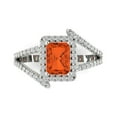 thumbnail image 1 of Clara Pucci 14K White Gold Solid Gold Red Halo Anniversary Ring for Women - 1.935 cttw Emerald Cut, 1 of 8