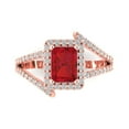 thumbnail image 1 of 1.935 ctw Solitaire with Zirconia Diamond Accents Anniversary Ring for Women | Emerald Cut Simulated Ruby | Hyperallergenic Solid 18K Rose Gold, 1 of 5