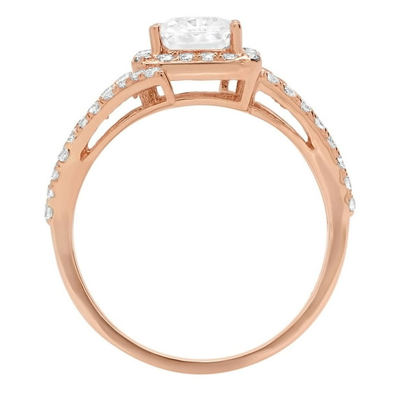 1.935 ct Emerald Cut White Sapphire Solitaire with Accents Engagement Ring for Women in 18K Rose Gold