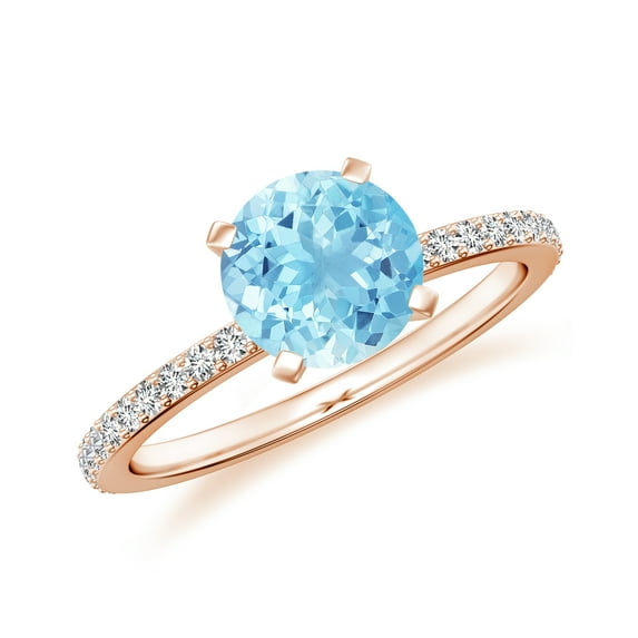 1.94 CT Aquamarine Moissanite Ring Side Stone Engagement Ring in Sterling Silver/ Rose Gold Plated March Birthstone Wedding Ring, Birthday, Anniversary Jewelry, Ring Size 5