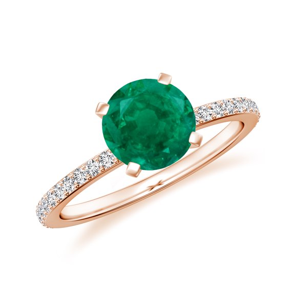 1.94 CT Emerald Moissanite Ring Side Stone Engagement Ring in Sterling Silver/ Rose Gold Plated May Birthstone Wedding Ring, Birthday, Anniversary Jewelry, Ring Size 5