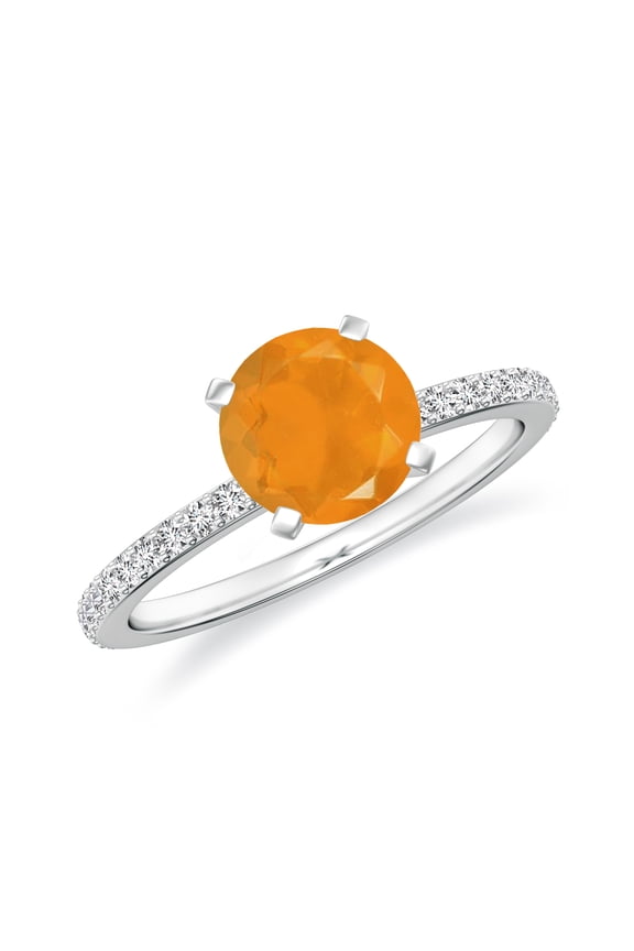 1.94 CT Fire Opal Moissanite Ring Side Stone Engagement Ring in Sterling Silver/ White Gold Plated October Birthstone Wedding Ring, Birthday, Anniversary Jewelry, Ring Size 9