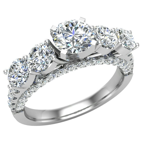 1.94 CT Five Stone Diamond Wedding Ring 18K White Gold (G,VS)