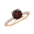 thumbnail image 1 of 1.94 CT Garnet Moissanite Ring Side Stone Engagement Ring in Sterling Silver/ Rose Gold Plated Cushion Shaped January Birthstone Wedding Ring, Birthday, Anniversary Jewelry, Ring Size 10, 1 of 4