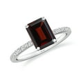thumbnail image 1 of 1.94 CT Garnet Moissanite Ring Side Stone Engagement Ring in Sterling Silver/ White Gold Plated Emerald Cut January Birthstone Wedding Ring, Birthday, Anniversary Jewelry, Ring Size 8, 1 of 4