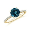 thumbnail image 1 of 1.94 CT London Blue Topaz Moissanite Ring Side Stone Engagement Ring in Sterling Silver/ Yellow Gold Plated December Birthstone Wedding Ring, Birthday, Anniversary Jewelry, Ring Size 9, 1 of 4