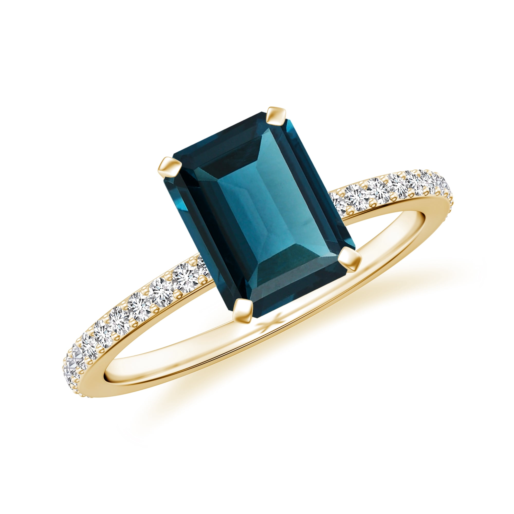 V3 Jewelry Sterling Silver with London Blue Topaz and Moissanite Three Stone Ring