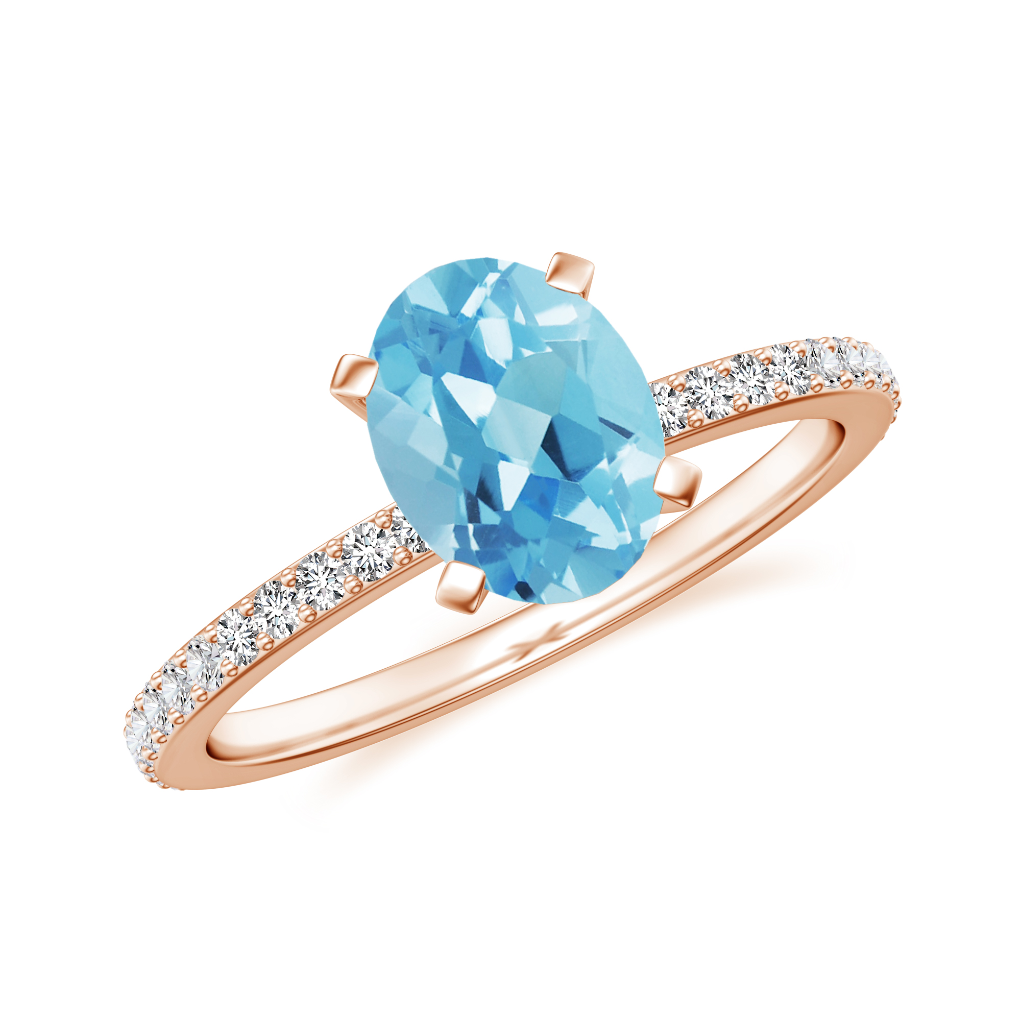 1.94 CT Oval Shaped Blue Topaz Moissanite Ring Side Stone Engagement ...