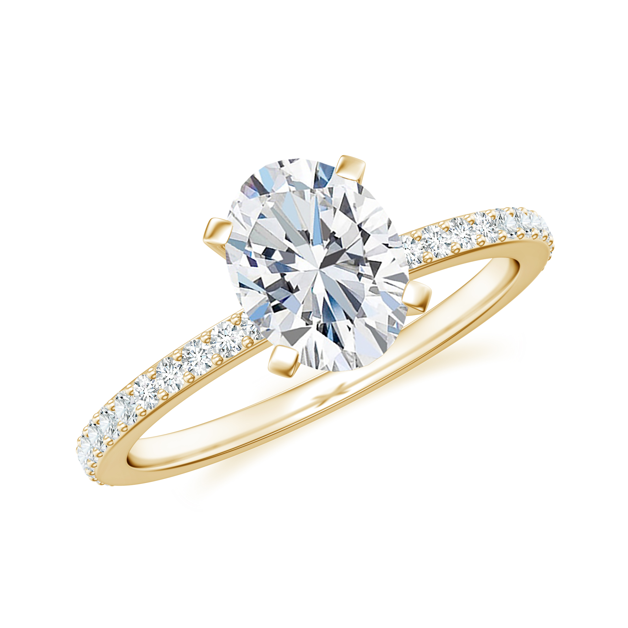1.94 CT Oval Shaped Moissanite Ring Side Stone Engagement Ring in ...