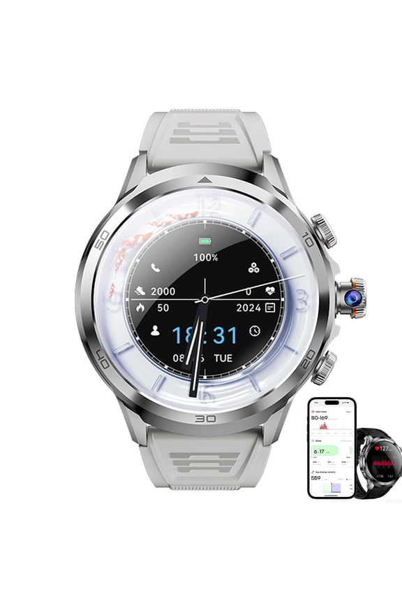 1.95'' Smart Fitness Watch, Round Screen Smartwatch With SIM Card Slot & Retractable Rotating Camera, Built-in 3D Stereo Navigation, Supports Video Calls And Photo Taking, For Women Men