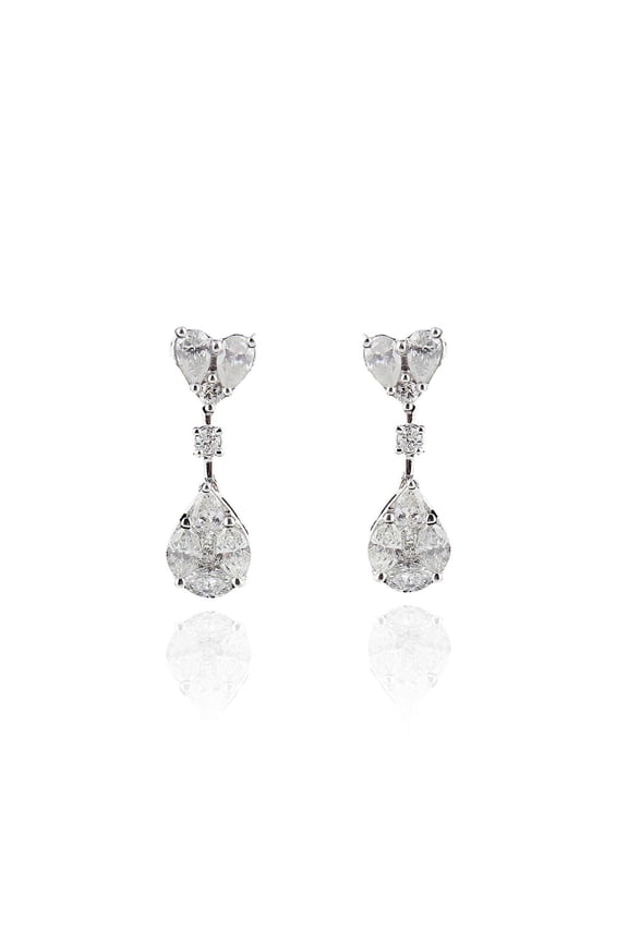 1.95 TCW Solid 18 Kt White Gold SI Clarity HI Color Diamond Stud Earrings