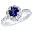 thumbnail image 1 of AFFY (1.95ct) Simulated Blue Tanzanite & White Diamond Halo Engagement Ring In 14k Solid Gold With Ring Size 8, 1 of 2