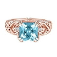 thumbnail image 1 of AFFY 1.96 Carat Princess Cut Simulated Blue Topaz & Natural Diamond Square Engagement Ring 14k Solid Rose Gold Ring Size-8, 1 of 2