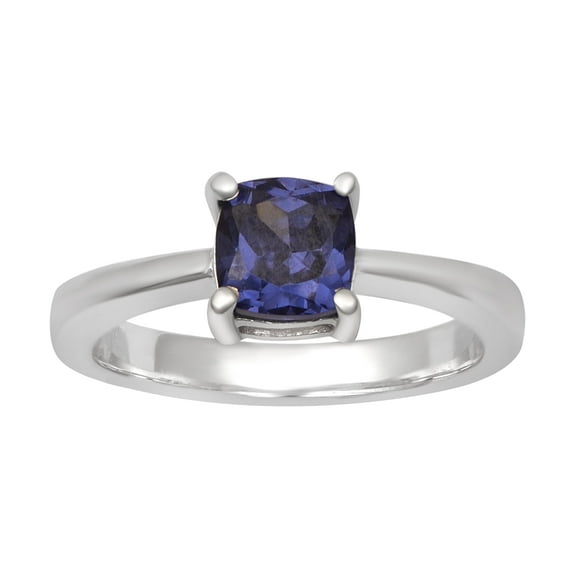 1.96 Ctw Cushion Shape Simulated Tanzanite Gemstone 925 Sterling Silver Solitaire Ring Spring Jewelry