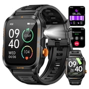 ST-CARE 1.96" HD Rugged Outdoor Smart Watch for Men, 3ATM Waterproof Fitness Tracker, Multiple Sports Modes, Compatible with Android 9.0 & iOS 12.0 and Above, Orange