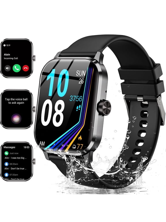 1.96" Smart Watch | Bluetooth Call, Fitness Tracker, 120+ Sports Modes, IP68 Waterproof, Ultra-Thin Design Compatible with Android & iPhone