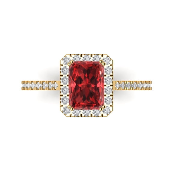 Solitaire with Accents Engagement Ring for Women - 1.86ct Natural Garnet in 14K Yellow Gold Promise Ring