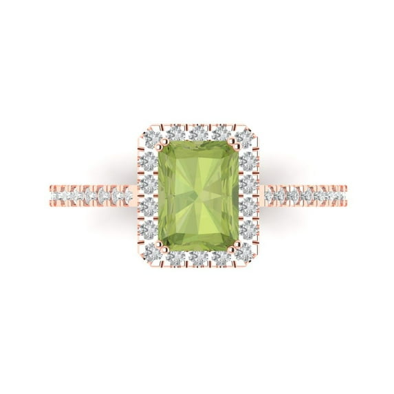 Solitaire with Accents Engagement Ring for Women - 1.86ct Natural Peridot in 14K Rose Gold Promise Ring
