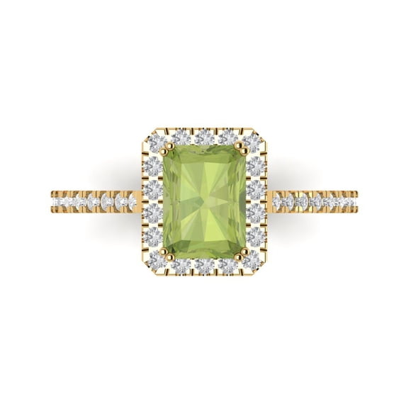 Solitaire with Accents Engagement Ring for Women - 1.86ct Natural Peridot in 14K Yellow Gold Promise Ring