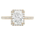 thumbnail image 1 of 1.96 ct Emerald Cut Genuine Cultured Diamond VS1-VS2 J-K 14K Yellow Gold Halo Promise Wedding Statement Engagement Designer Ring W/ Crystal side stones size 4.5, 1 of 6