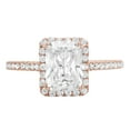 thumbnail image 1 of 1.96 ct Emerald Cut Real Genuine Natural Diamond VS1-VS2 J-K 18K Rose Gold Halo Promise Wedding Statement Engagement Designer Ring W/ Crystal side stones size 5, 1 of 7