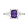 thumbnail image 1 of Halo Engagement Ring for Women - 1.86ct Natural Amethyst in 14K White Gold Promise Ring, 1 of 8