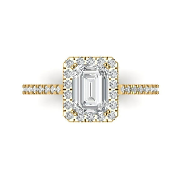 Solitaire with Accents Engagement Ring for Women - 1.86ct Moissanite in 14K Yellow Gold Promise Ring