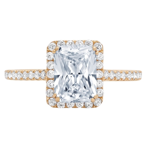 1.86 ct Emerald Cut Simulated Blue Diamond Solitaire with Simulated Diamond Accents 18K Yellow Gold Womens Engagement Ring