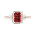 thumbnail image 1 of 1.86 ctw Solitaire with Zirconia Diamond Accents Anniversary Ring for Women | Emerald Cut Natural Garnet | Hyperallergenic Solid 18K Rose Gold, 1 of 5