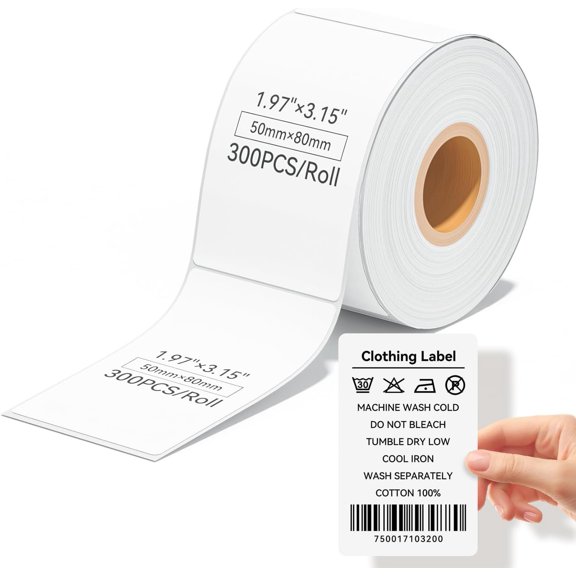 1.97" 3.15" Multi-Purpose Direct Thermal Labels (50mm80mm), Thermal Sticker for Address/Barcode/Mailing, Compatible with SP460BT/SP410/SP310/SP320, Rollo, , , etc, 300 count