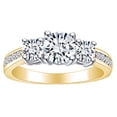thumbnail image 1 of AFFY 1.97 Carat (Cttw) Round Shape White Natural Diamond Three Stone Engagement Ring In 14k Solid Yellow Gold Ring Size-9, 1 of 1