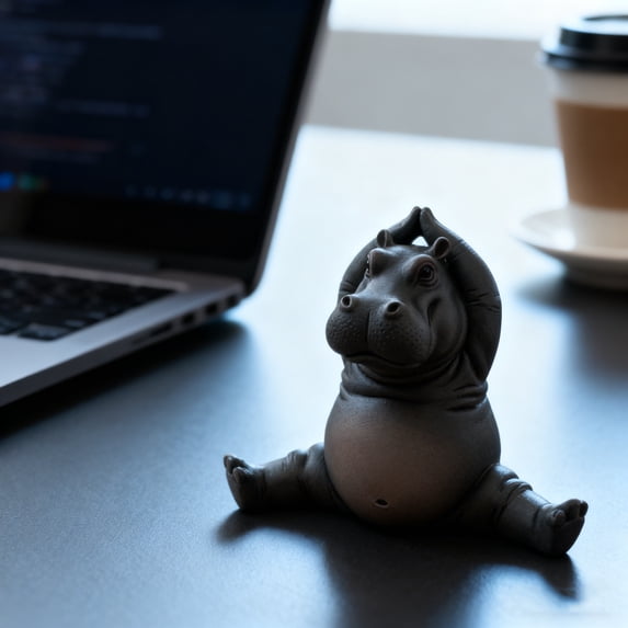 1.97" Clumsy Yoga Hippo Resin Figurine, Clumsy Yoga Pose, Home Desk Decor, Whimsical Shelf Ornament, Meditation Space Accent, Thoughtful Gift Idea