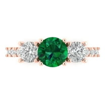Three-Stone Engagement Ring for Women - 1.97ct Simulated Emerald in 18K Rose Gold Promise Ring