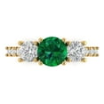 thumbnail image 1 of Three-Stone Engagement Ring for Women - 1.97ct Simulated Emerald in 18K Yellow Gold Promise Ring, 1 of 6