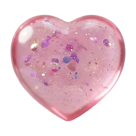 1.97 Inch Heart Glitter Squishy Fidget Toys for Adults, Soft Maltose TPR Tactile Sensory Gadget, Pink & Blue Transparent Desktop Office Accessory, Portable Handheld Squeeze Decor