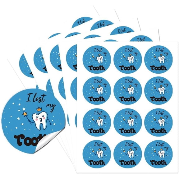 1.97 Inch I Lost My Tooth Sticker Labels 60 Pcs Tooth Fairy Party Circle Stickers Tooth Stickers Self-Adhesive Dental Stickers