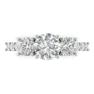 1.97 ct Round Cut Moissanite Three-Stone Engagement Ring for Women in 14K White Gold