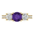 thumbnail image 1 of 1.97 ct Round Cut Natural Amethyst 3 Stone 14K Yellow Gold Womens Engagement Ring, 1 of 4
