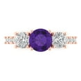 thumbnail image 1 of 1.97 ctw 3 Stone Anniversary Ring for Women | Round Cut Natural Amethyst | Hyperallergenic Solid 18K Rose Gold, 1 of 5