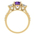 thumbnail image 1 of 1.97 ct Round Cut Natural Amethyst Three-Stone Engagement Ring for Women in 18K Yellow Gold, 1 of 2