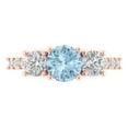 thumbnail image 1 of 1.97 ct Round Cut Natural Aquamarine 3 Stone 18K Rose Gold Womens Engagement Ring, 1 of 5
