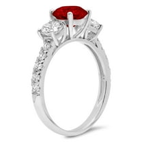 1.97 ct Round Cut Natural Garnet Three-Stone Engagement Ring for Women in 18K White Gold