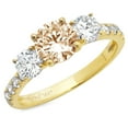 thumbnail image 1 of 1.97 ct Round Cut Natural Morganite 3 Stone 14K Yellow Gold Womens Engagement Ring, 1 of 3